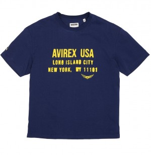 Avirex Aviator Tee Tees Herren Blau | 741203-ZGT