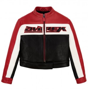 Avirex Cropped Colorblock Moto Jacket Jacke Damen Mehrfarbig | 538046-XAB