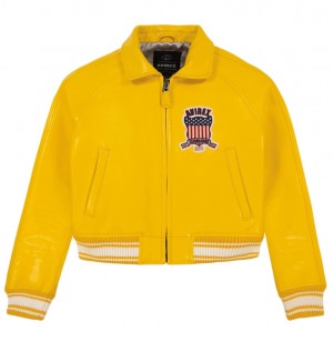 Avirex Cropped Icon Jacket Jacke Damen Gold | 857640-TDZ