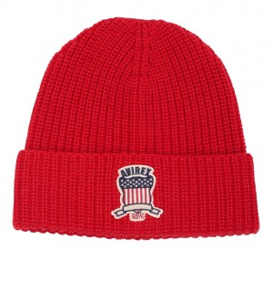 Avirex Icon Beanie Hüte Herren Rot | 321607-WOU