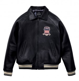 Avirex Icon Jacket Leather Herren Schwarz | 819420-QTA