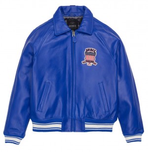 Avirex Icon Jacket Leather Herren Tiefesblau | 784953-PTZ