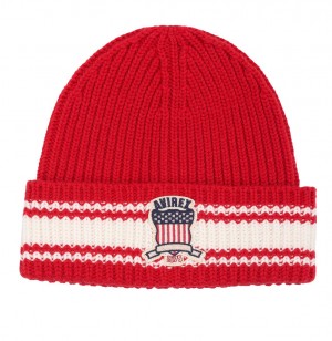 Avirex Icon Striped Beanie Hüte Herren Rot | 075182-DKG