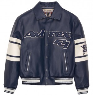 Avirex Limited Edition City Series Bronx Jacket Leather Herren Blau | 129657-YHL