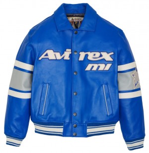 Avirex Limited Edition City Series Detroit Jacket Leather Herren Blau | 167382-RLC