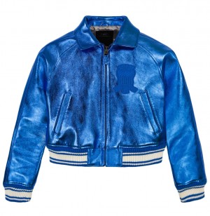 Avirex Limited Edition Cropped Metallic Icon Jacket Jacke Damen Blau | 849752-VCN
