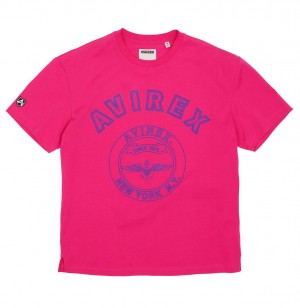 Avirex Stadium Tee Tees Herren Fuchsie | 830576-IXP