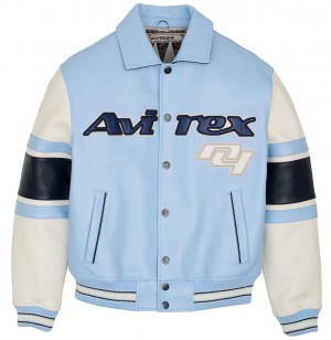 Avirex The Legend Jacket Leather Herren Rot Blau | 376594-RUX